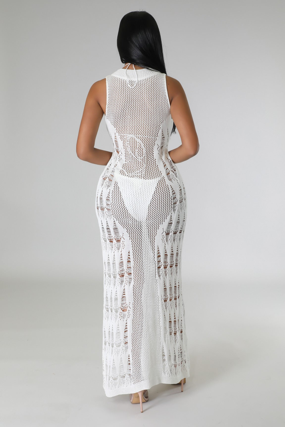 Women Dress Sun Protection Shirt Beach Long Dress Knitting Dress 12