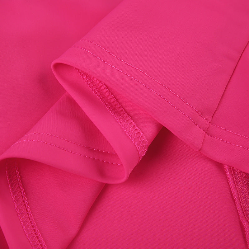 Women Basic Solid Fitted zipper short-sleeved T-shirt Bodycon skirt two-piece set 17