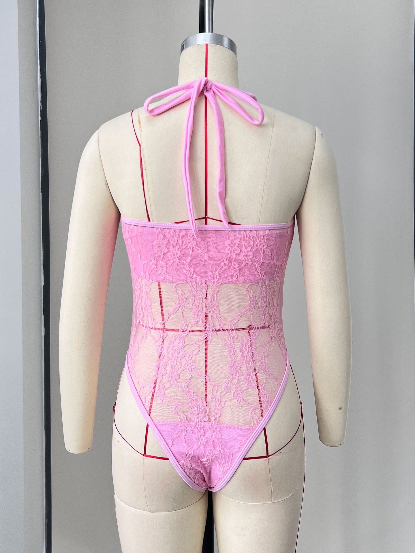 Solid Color Strapless Tie-Front One-Piece Swimsuit with Sheer Skirt 10