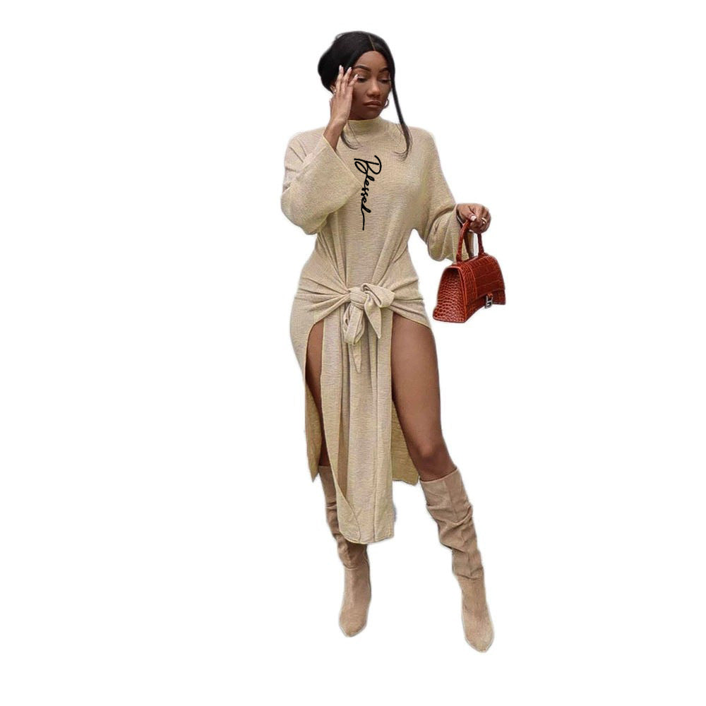 Women Solid Ribbed Solid Lace-Up Dress 8