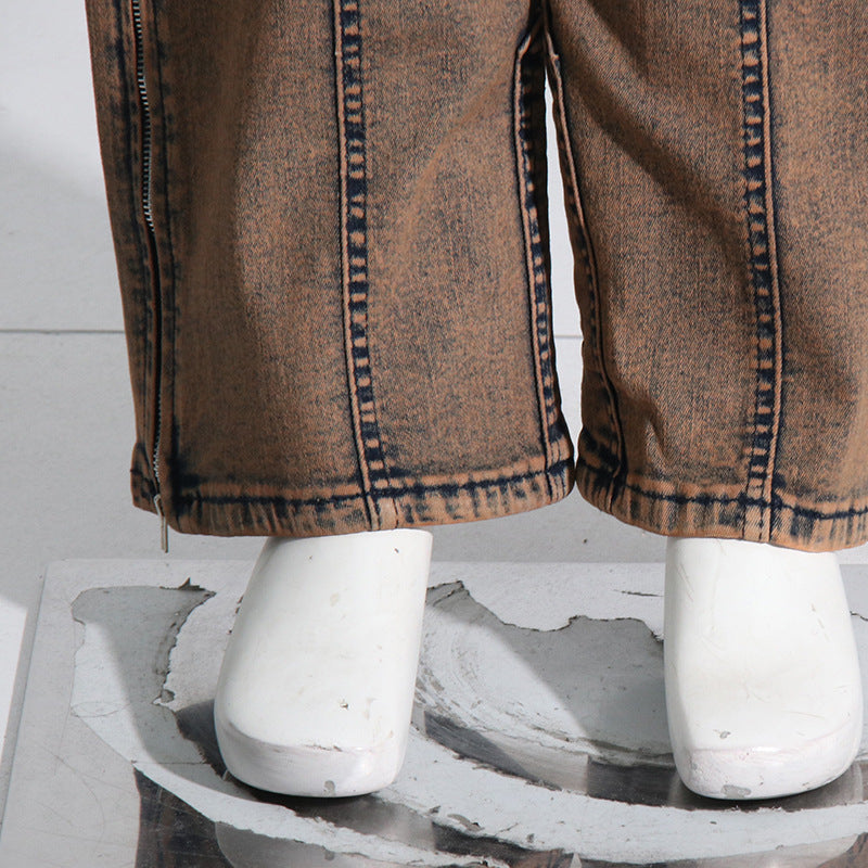 Stylish Casual Patchwork Multi-Pocket Denim Pants 13