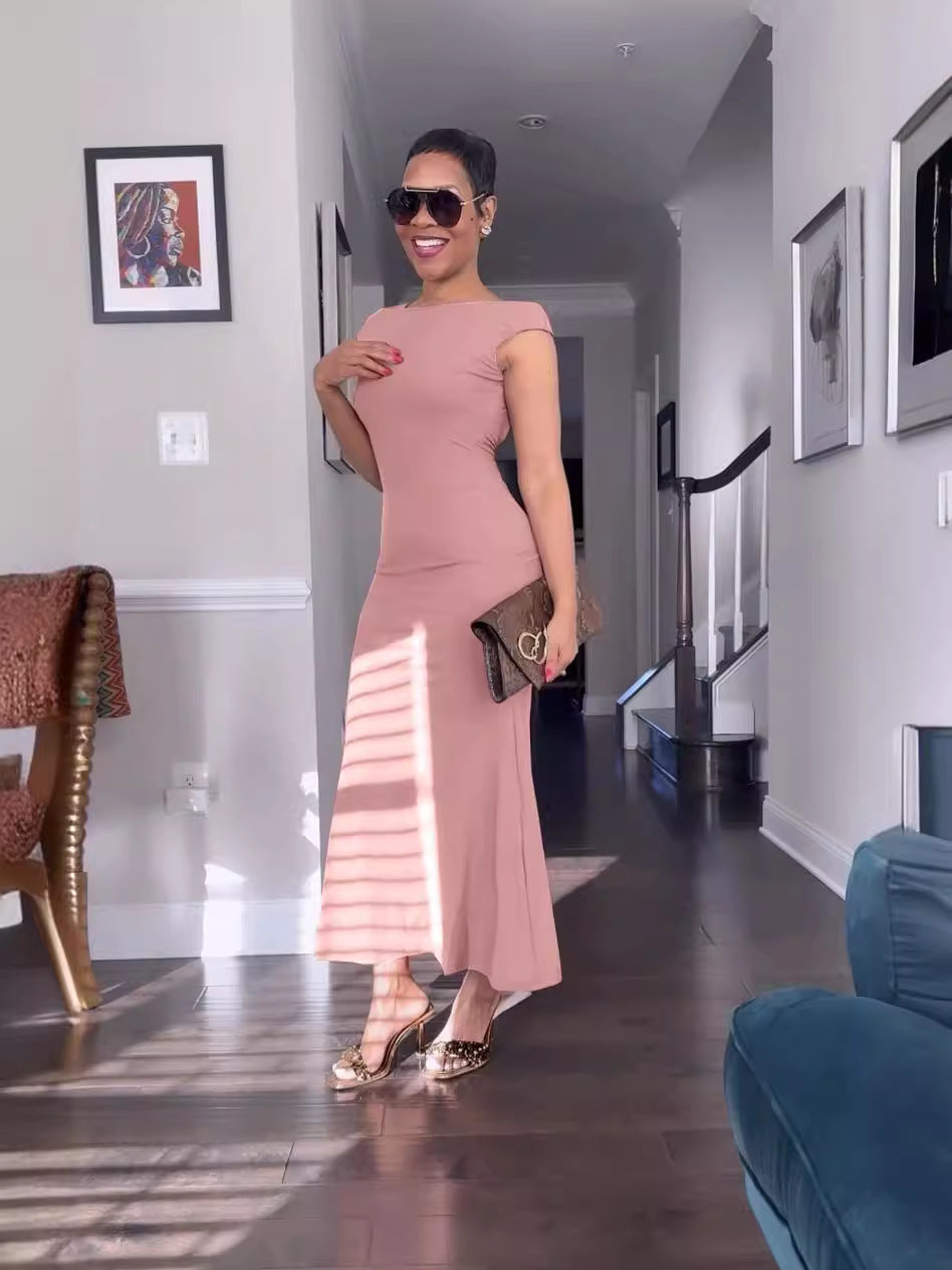 Women's Spring And Autumn Fashion Sexy Hollow Low Back Slim Bodycon Dress 5