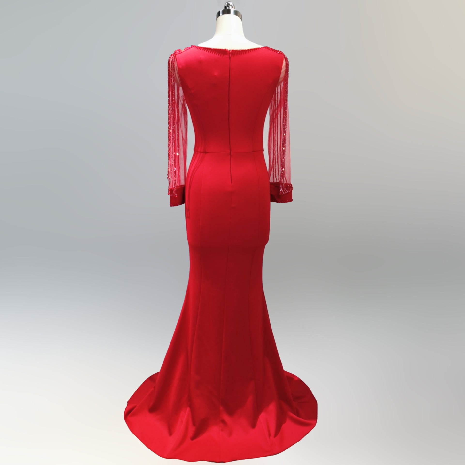 Bridal toast autumn long-sleeved rhinestone chain mermaid long evening dress 27