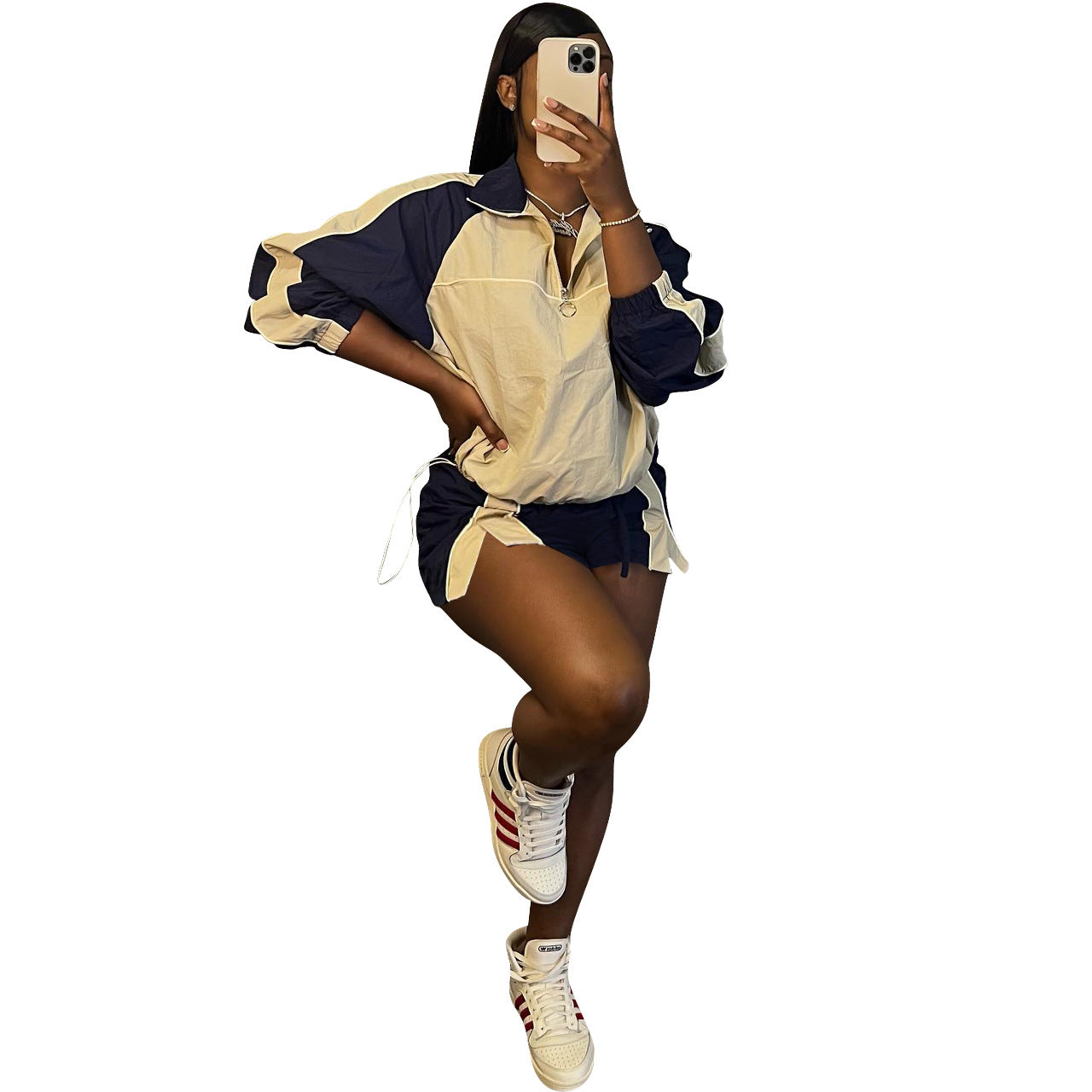 Women's Fashion Casual Multicolor Colorblock Two-Piece Set 7