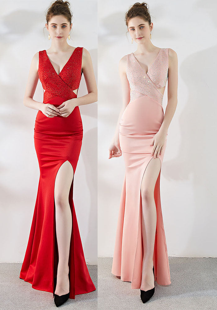 Elegant Sexy Long Fishtail Evening Dress for Women Formal Party Gown