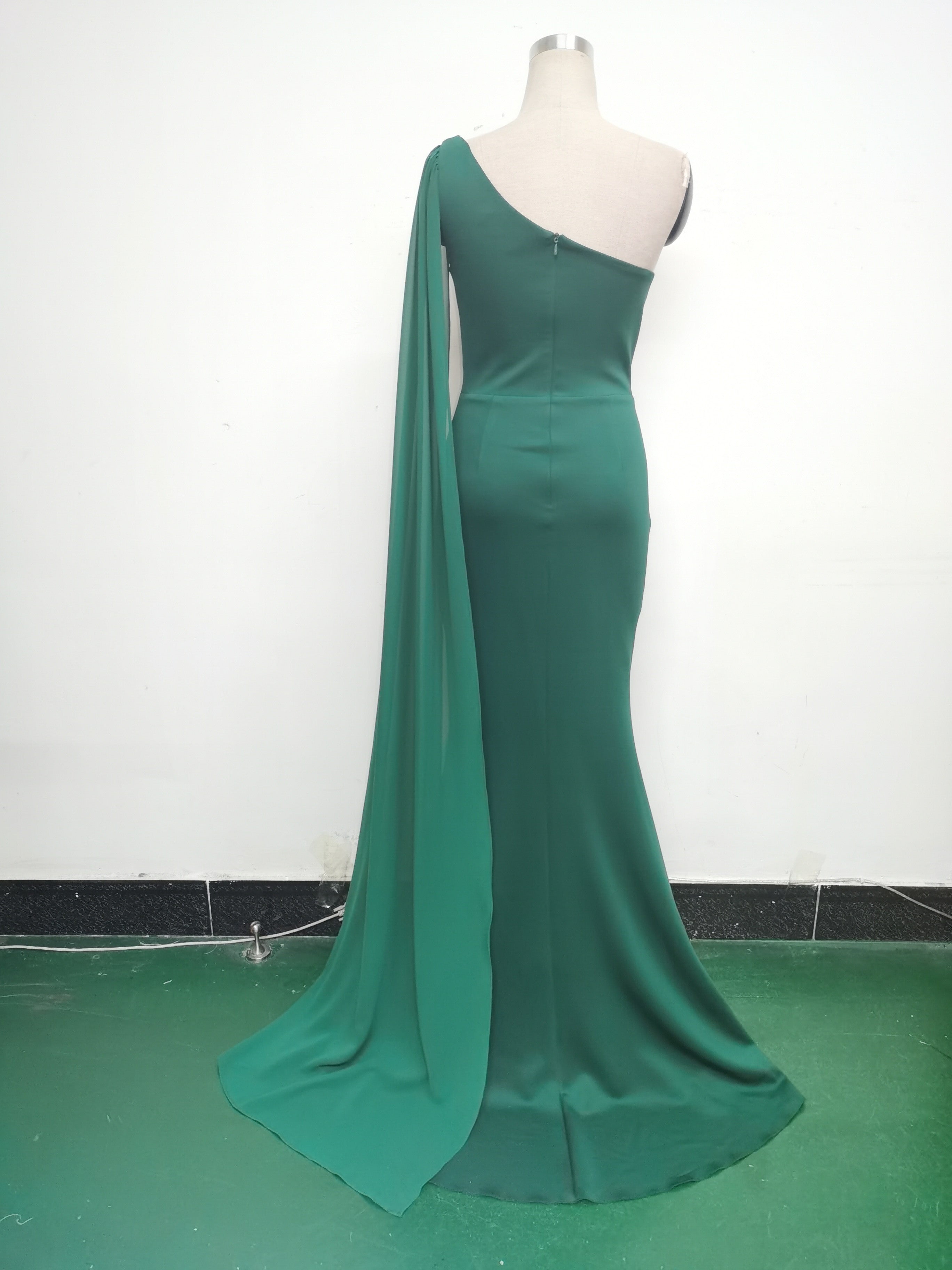 Women One Shoulder Slant Back Patchwork Mesh Formal Party Evening Dress 28