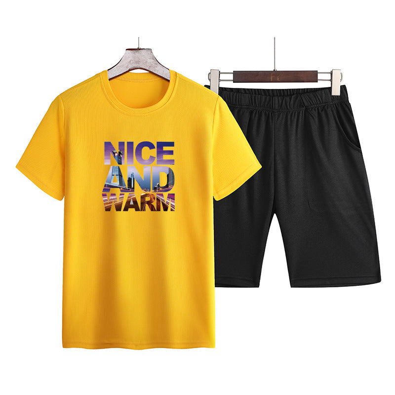 Casual Sports Short-Sleeved Set Men'S Two-Piece Summer Men'S Slim Fashion Sports Casual Trend T-Shirt Shorts 9