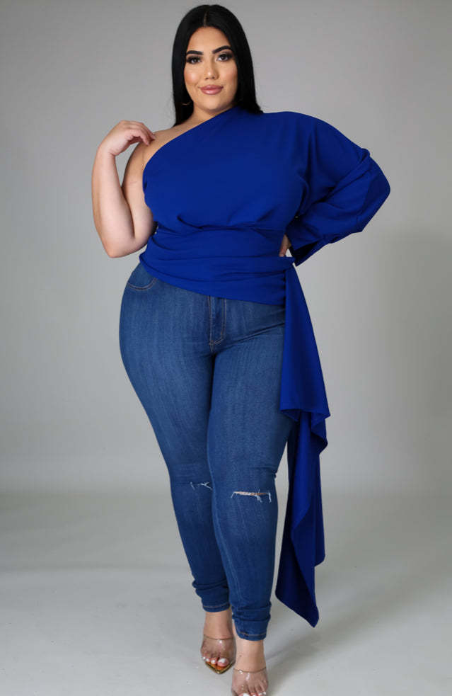 One Shoulder Long Sleeve Irregular Women's Top 14