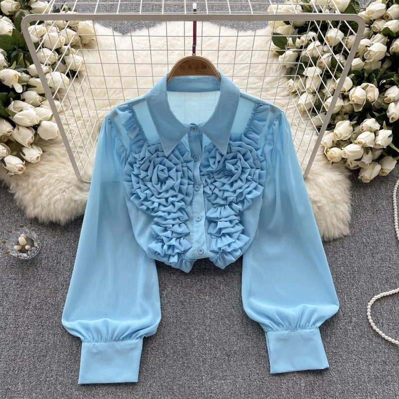 Women French Chiffon shirt Top 9