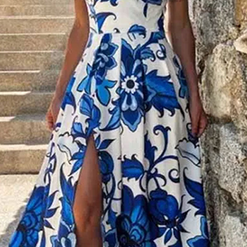Women Elegant Print Backless Sleeveless Strap Dress 5