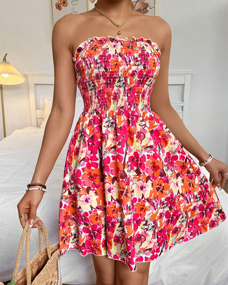 Women's Strapless Floral Minidress