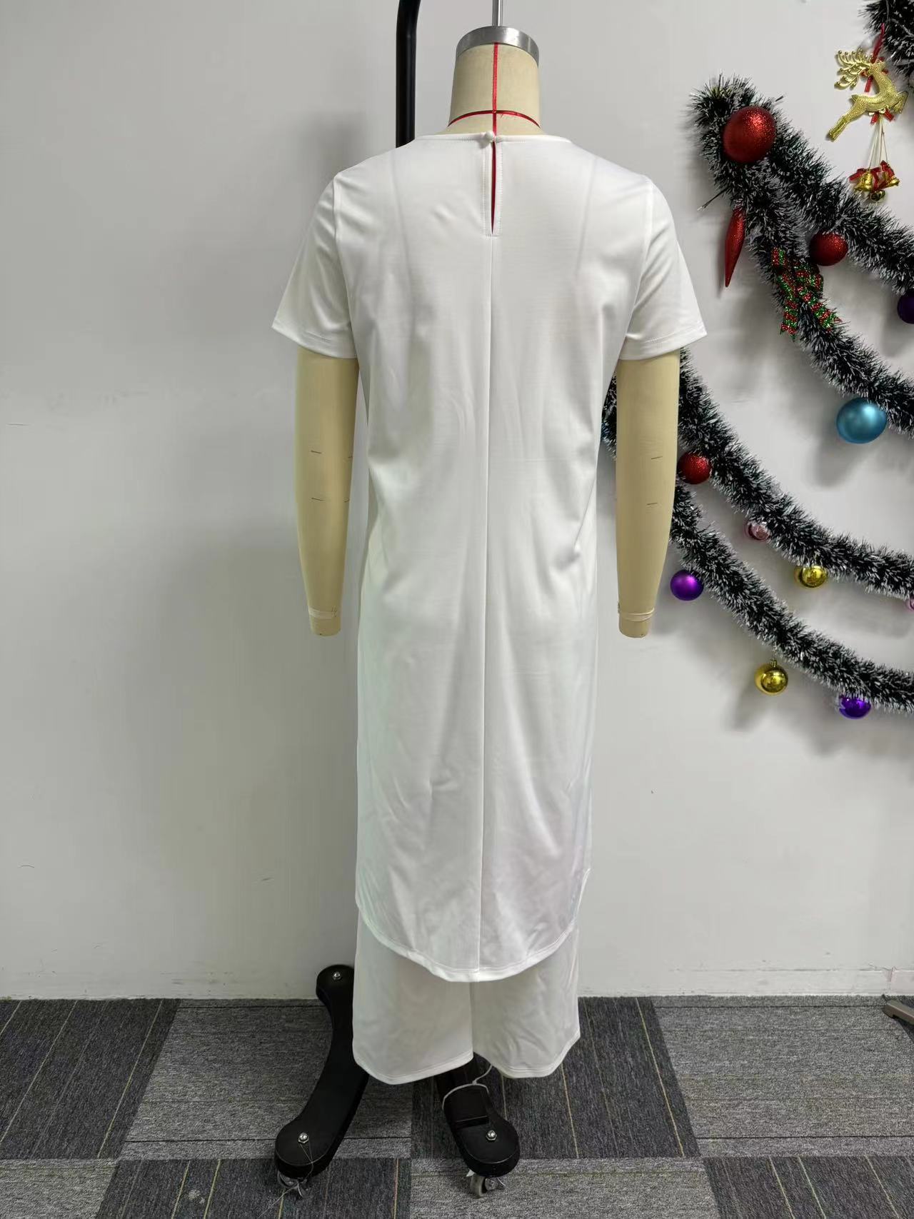 Women Printed Slit Round Neck Long Top And Pant Two-piece Set 6