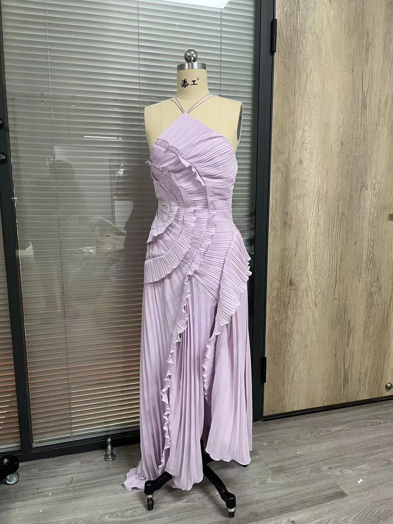 Women's Ruffled Pleated Luxury Chiffon Dress 12