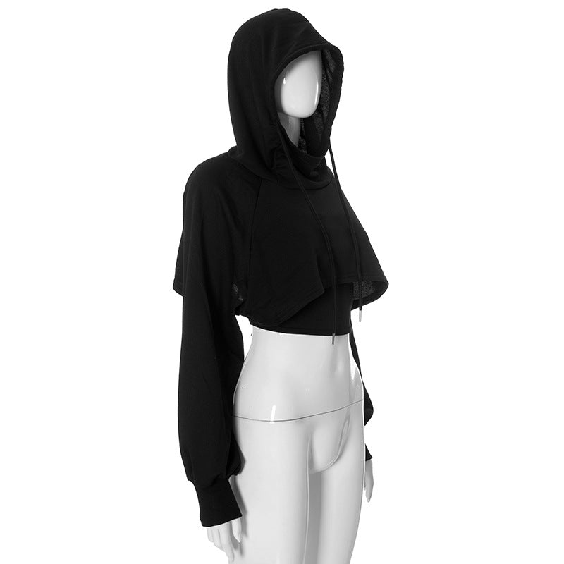 Women Fall and Winter Solid Casual Vest and Long Sleeve Crop Hoodies Two-piece Set 15