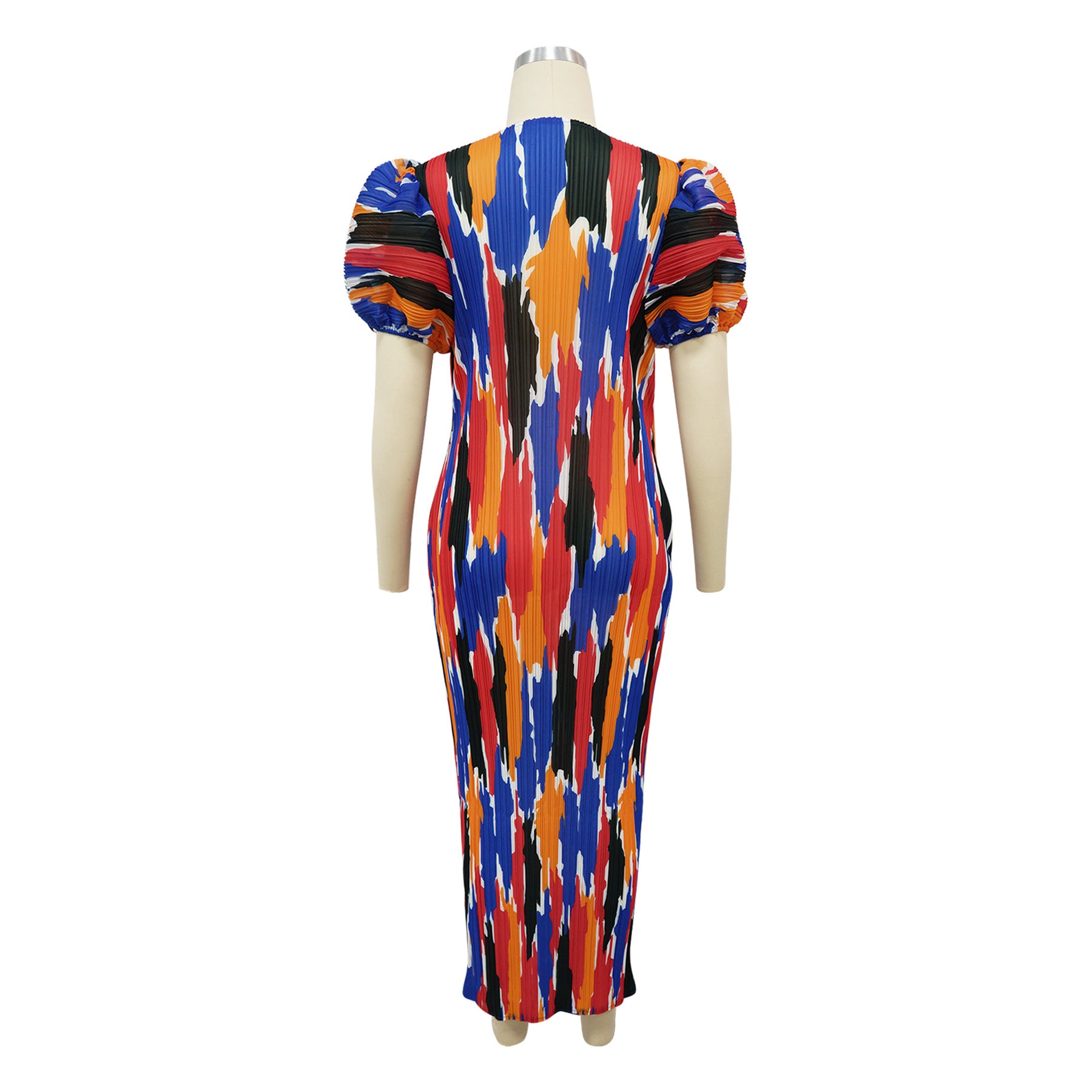 Fashionable Women's Puff Short-Sleeved Printed Dress 5