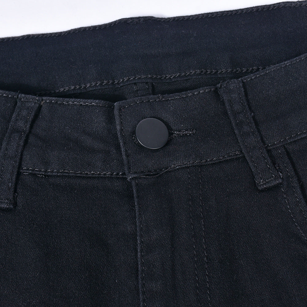 Sexy Low Rise Denim Embroidered Cutout Style Stretch Tight Fitting Pants 23