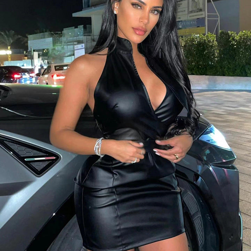 Women Spring and Summer Backless Sexy Belt Bodycon Dress