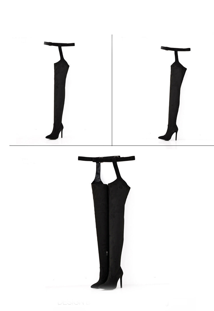 Stiletto Pointed Toe Sexy Over-The-Knee Boots Plus Size High-Heeled Leather Boots 19