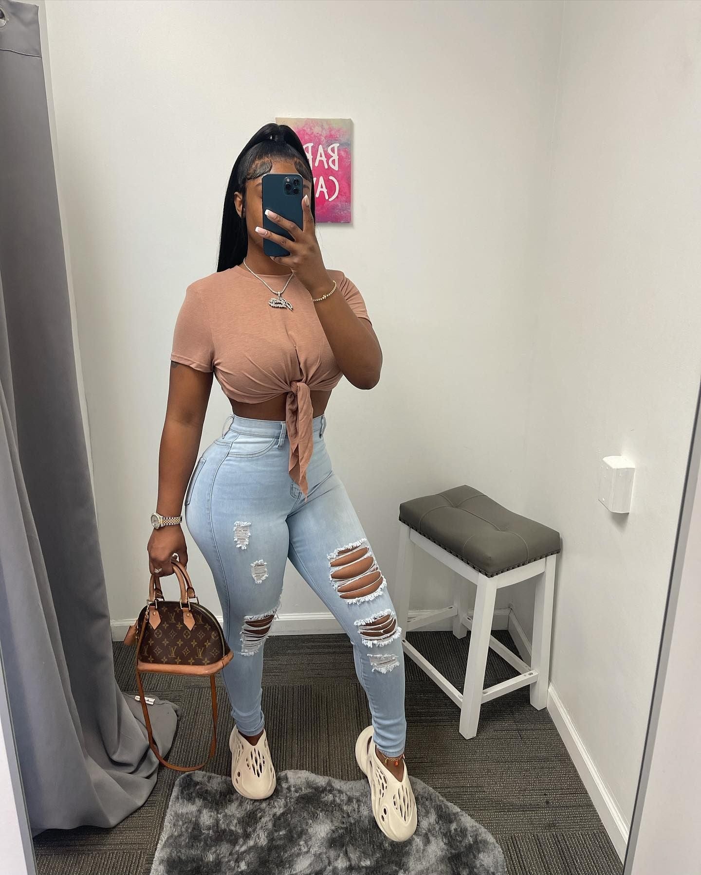 Women's Ripped Denim Tight Pants 4