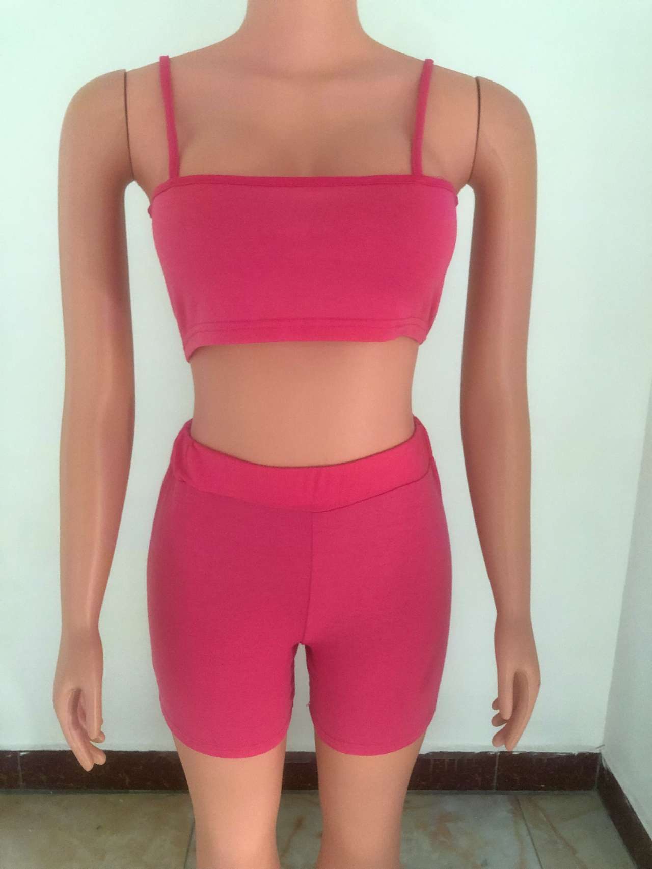 Women's Fashion Summer Sexy Crop Camisole Shorts Two Piece Set 33