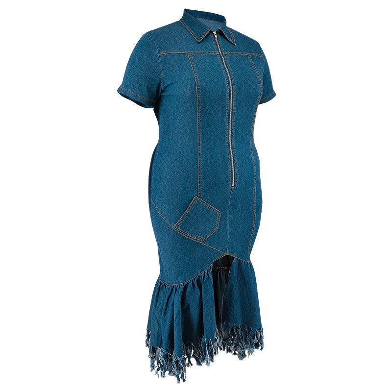 Elegant Plus Size Women's Denim Dress 7