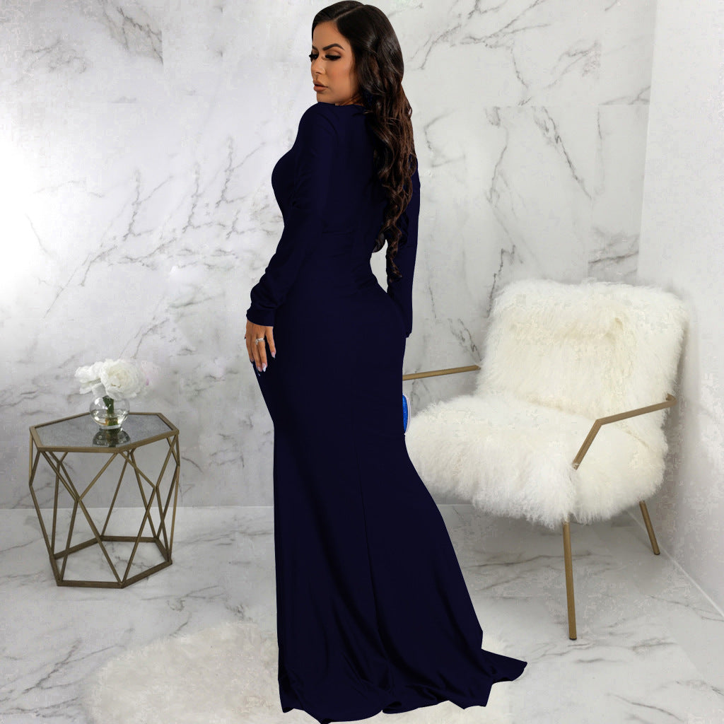 Sexy Fashion Solid Color Nightclub Irregular Wrinkled Dress 12