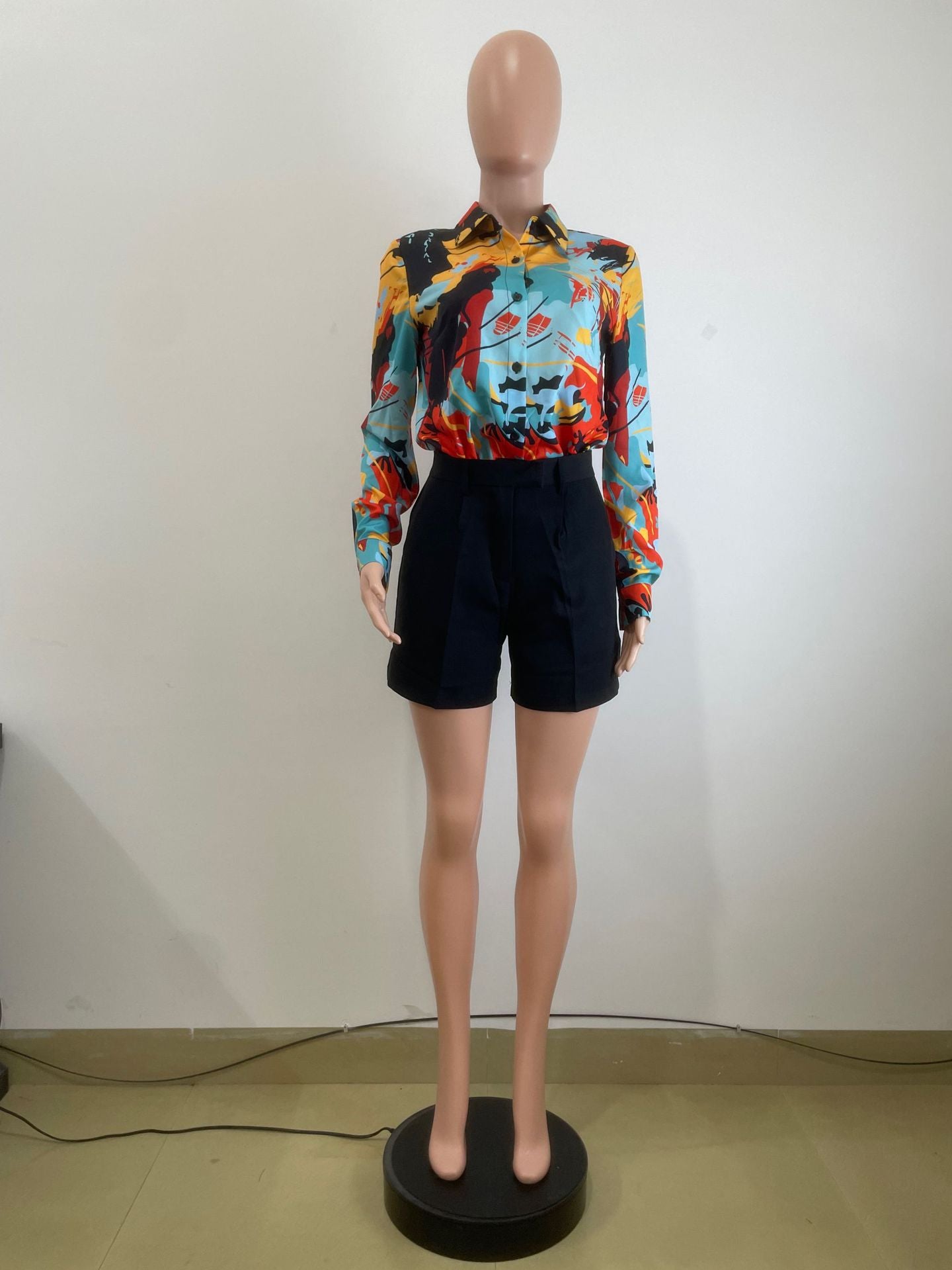 Career Women's Autumn Winter Printed Casual Office Ladies Long-Sleeved Shirts 15