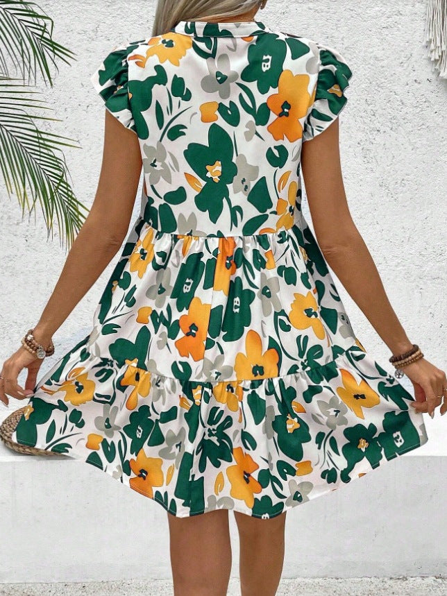 Women Summer Fashion Elegant Ruffle Edge Sleeveless Strap Dress 4