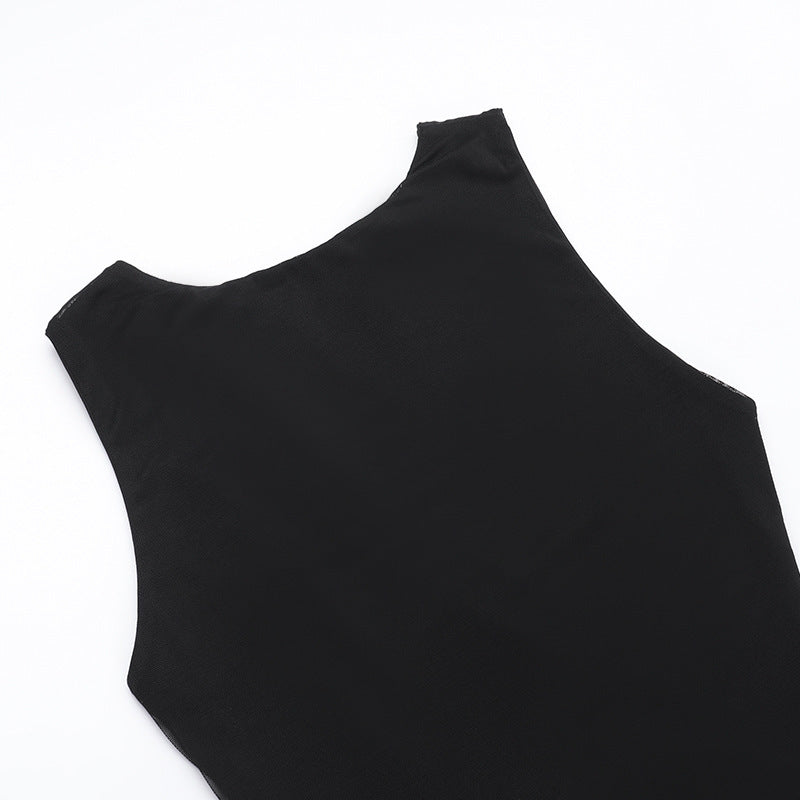 Women Spring Summer Sexy Backless Slit Sleeveless Dress 9