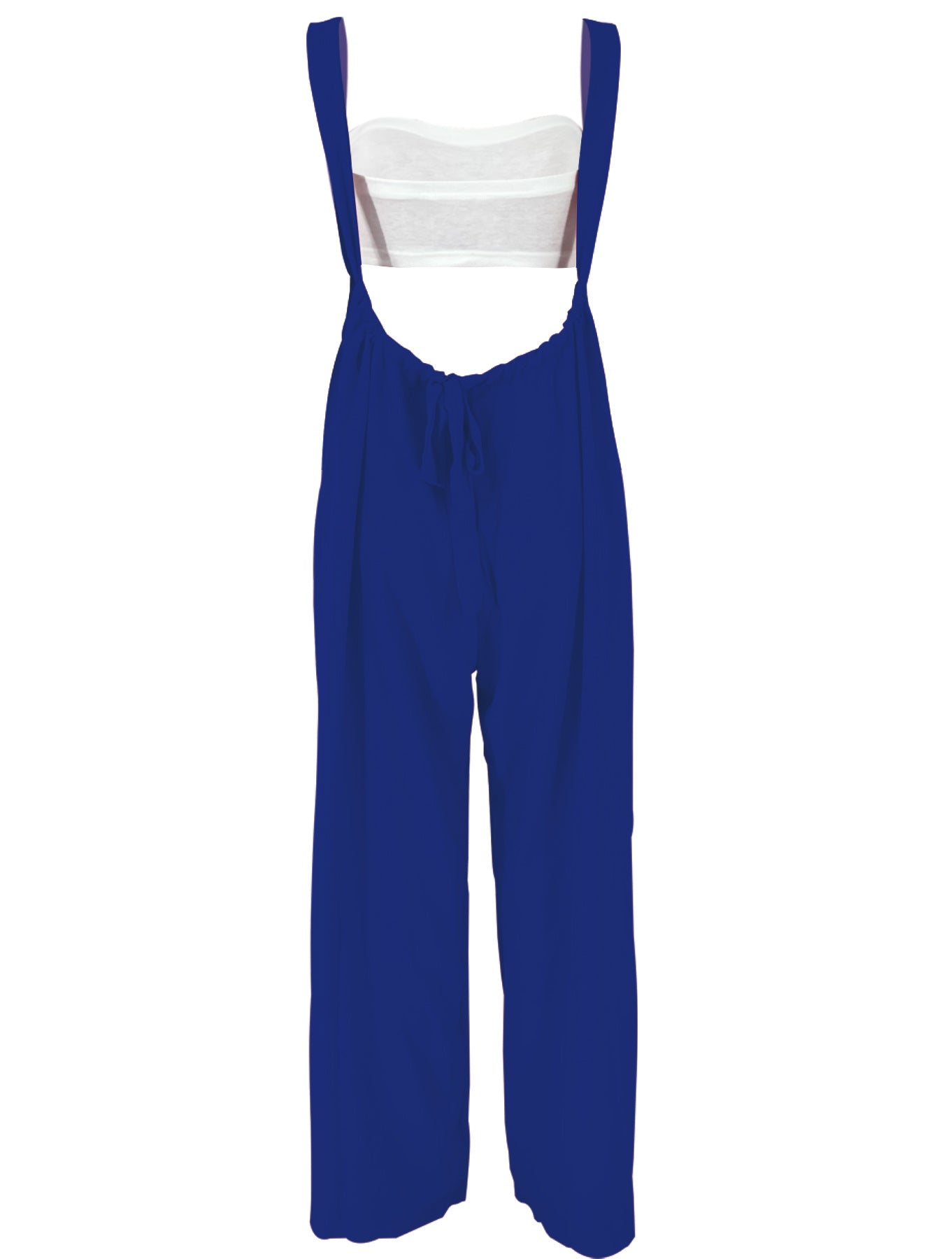 Drawstring Suspenders Wide Leg Trousers Strapless Crop Top Two-Piece Set 23