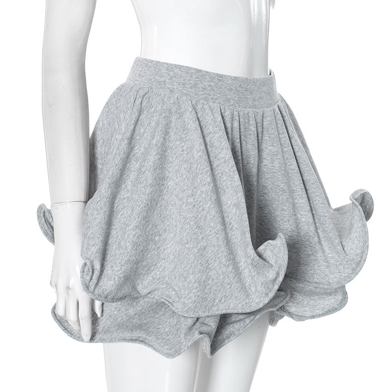 Spring Solid Color Puffy High Waist Mini Skirt 8