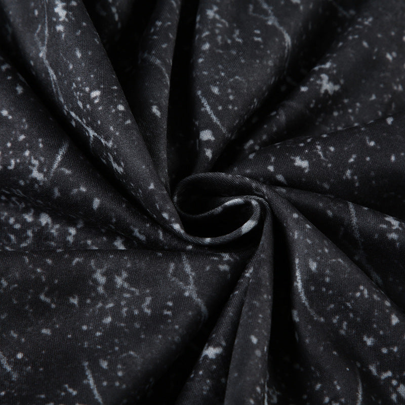 Sexy Women's Tie-Dye Print Short-Sleeved Lace-Up Crop Top Pleated A-Line Skirt Casual Two-Piece Set 16