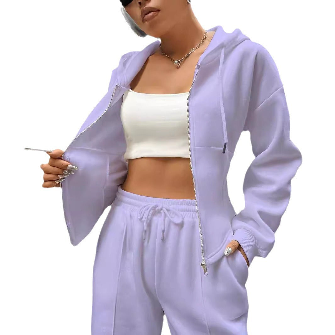 Women Casual hooded Top and Pants two-piece set 7