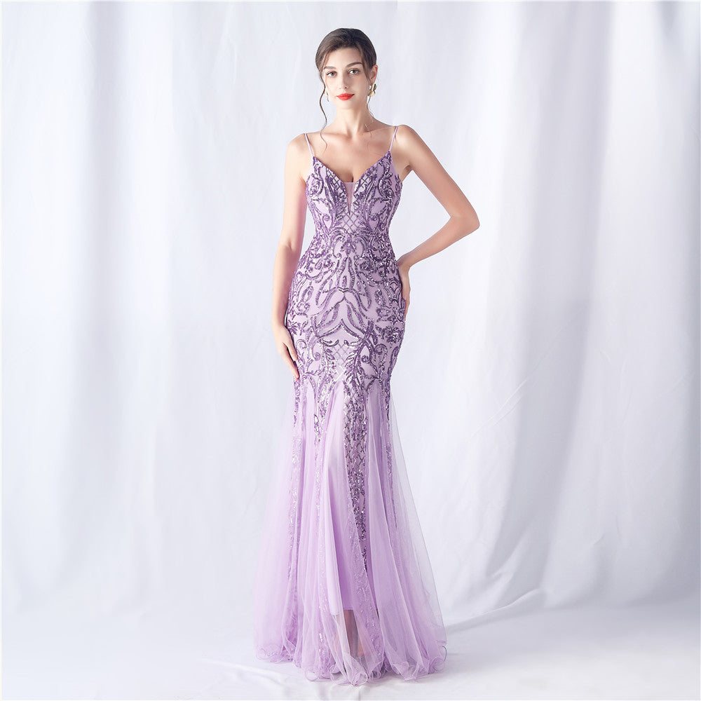 Floral Sequin Mesh Evening Dress 12