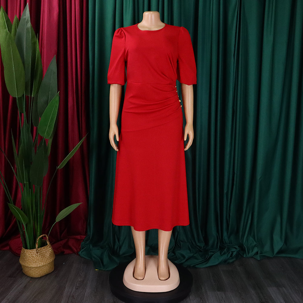 Women's Summer Chic Elegant Solid Plus Size Dress 20