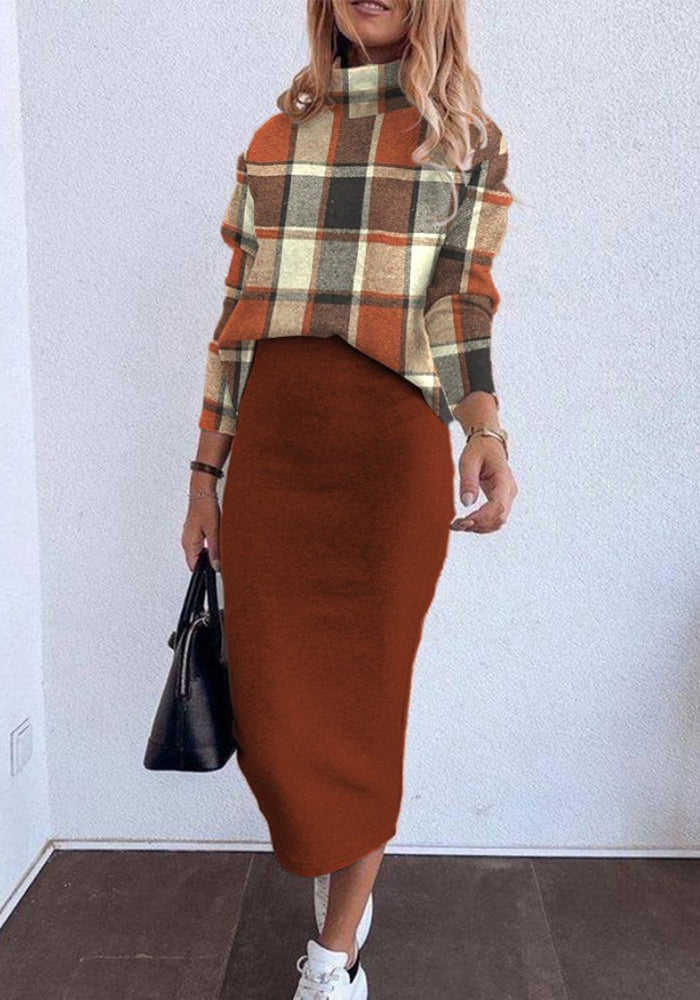 Plus Size Women Long Sleeve Turtleneck Dress