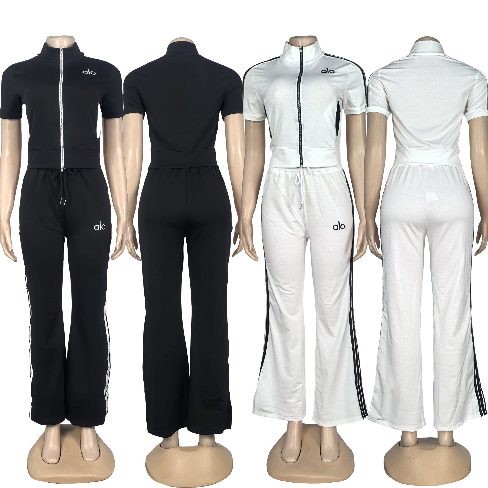 Autumn Women's Patchwork Ribbed Color Block Loose Casual Two-Piece Pants Set 4