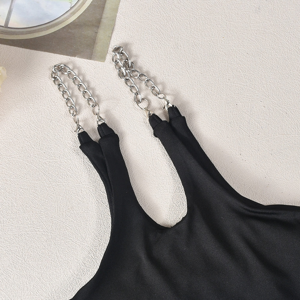 Women Retro Sexy One Shoulder Suspender Backless Bodycon Dress 12