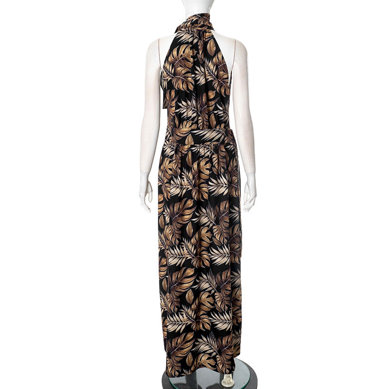 Spring Women's Fashion Print Sexy High Slit Long Dress 8