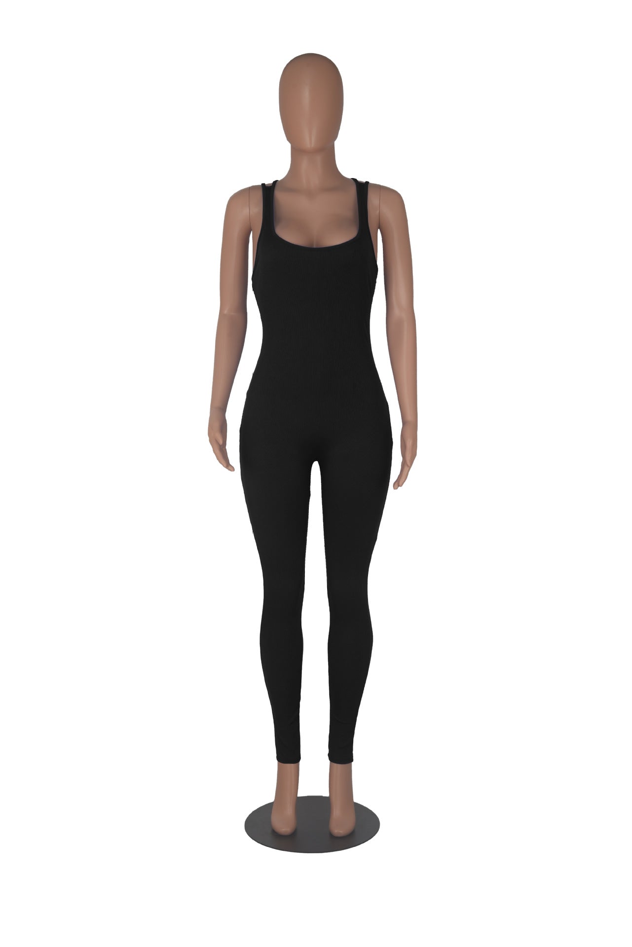 Sleeveless Low Back Slim Waist Bodysuit Solid Color High Waist Tight Fitting Sports Yoga Jumpsuit 14