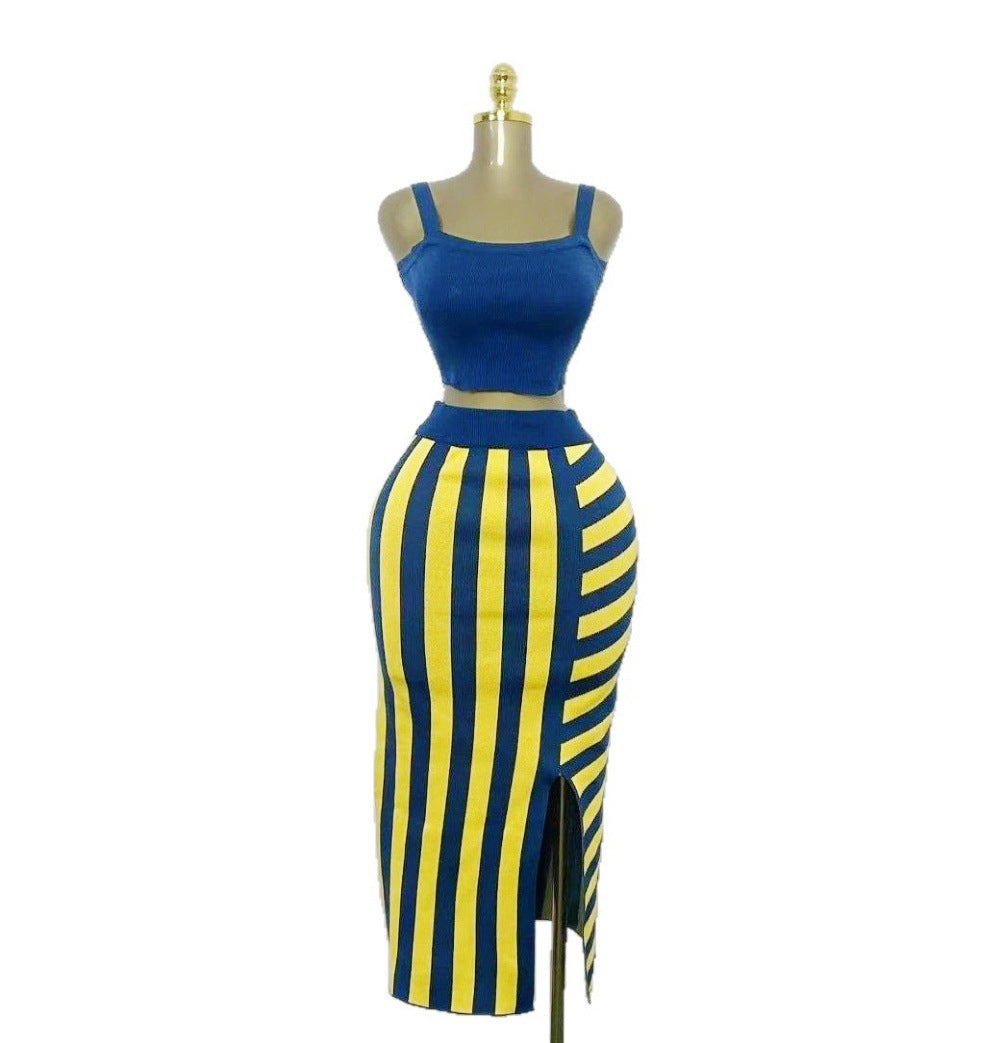 Summer Strap Vest & Slit Mini Skirt Set 9