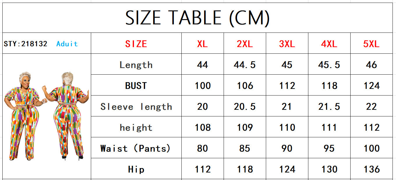Plus Size Women's Spring Short Sleeve Top and Pants Set 8