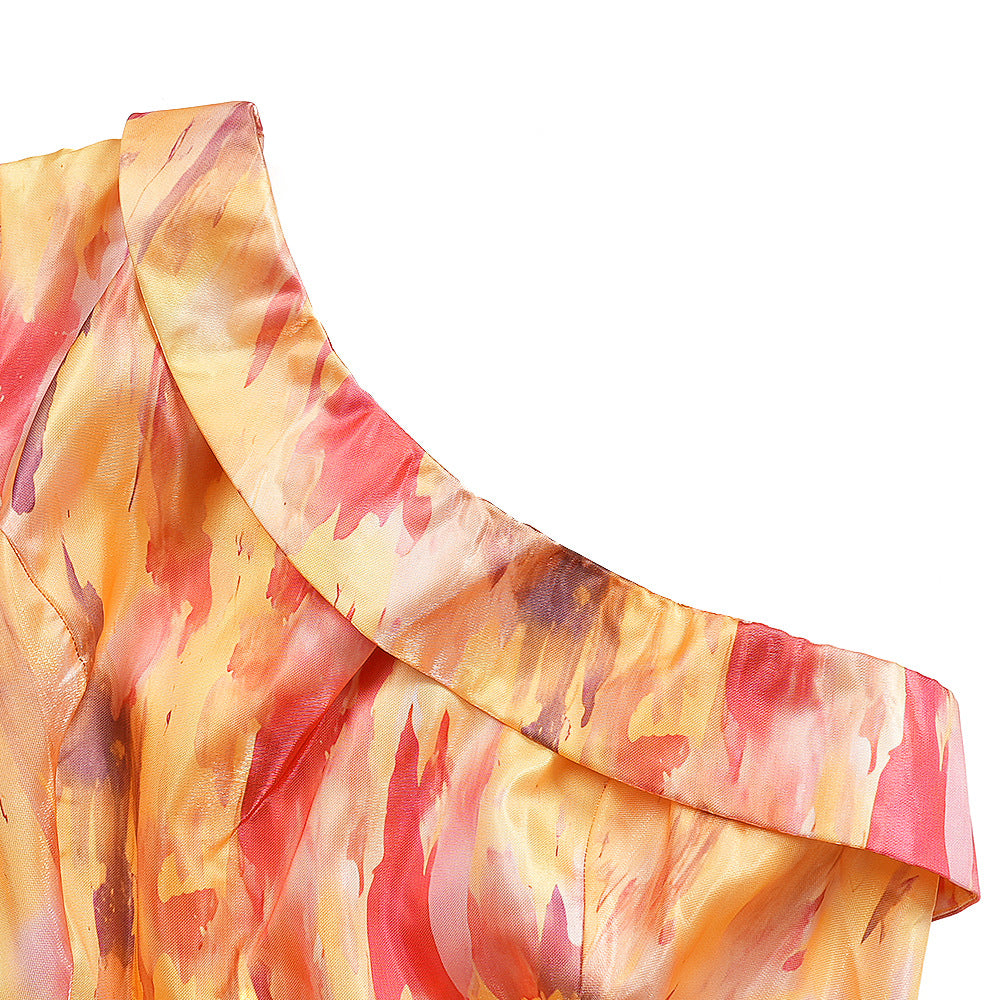 African Sexy Slash Shoulder Women's Plus Size Print Dress 14