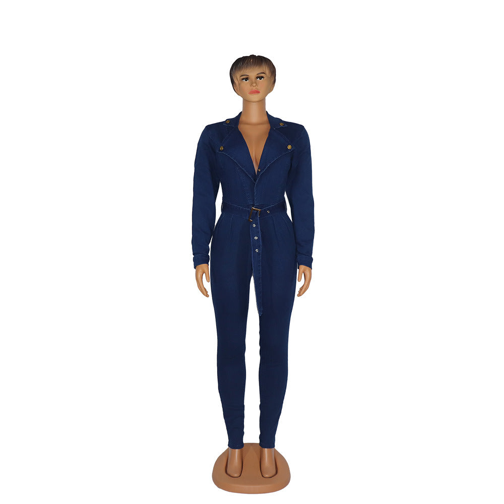 African Women Sexy Denim Jumpsuit 6