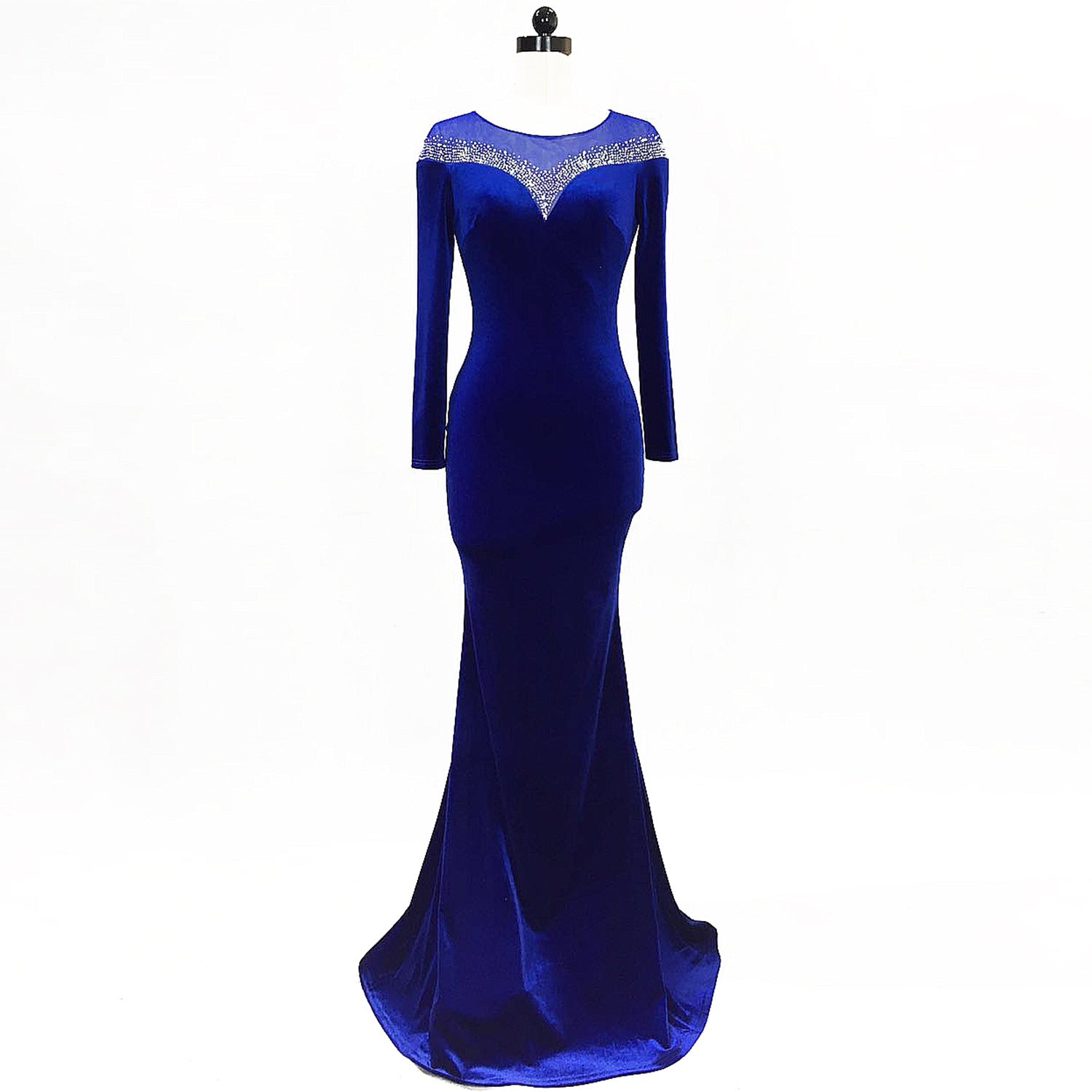 velvet Formal Party Evening Dress Winter Long Sleeve Corporate Annual Meeting Long Fishtail Party Dress 11