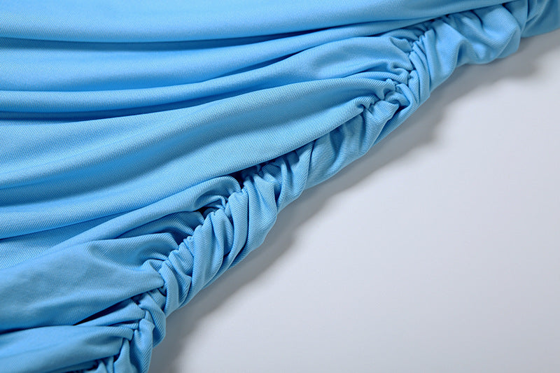 Women Fall Sexy Strapless Suspender Pleated Irregular Slit Dress 14