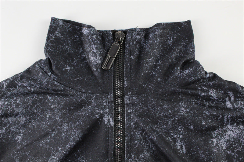 women's autumn fashion trend long sleeve zipper top Slim Fit Bell Bottom pants two piece set 5