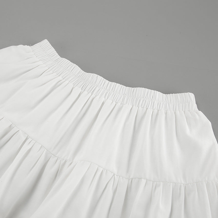 Chiffon White High-Waist A-Line Pleated Casual Skirt Autumn Fashion Short Skirt 13