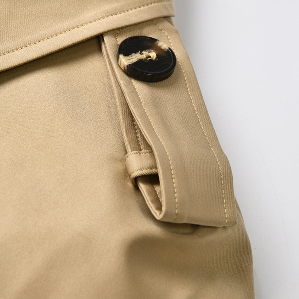 Trendy Asymmetric Shawl Windbreaker Jacket For Women Autumn Chic Gray Long Coat 8