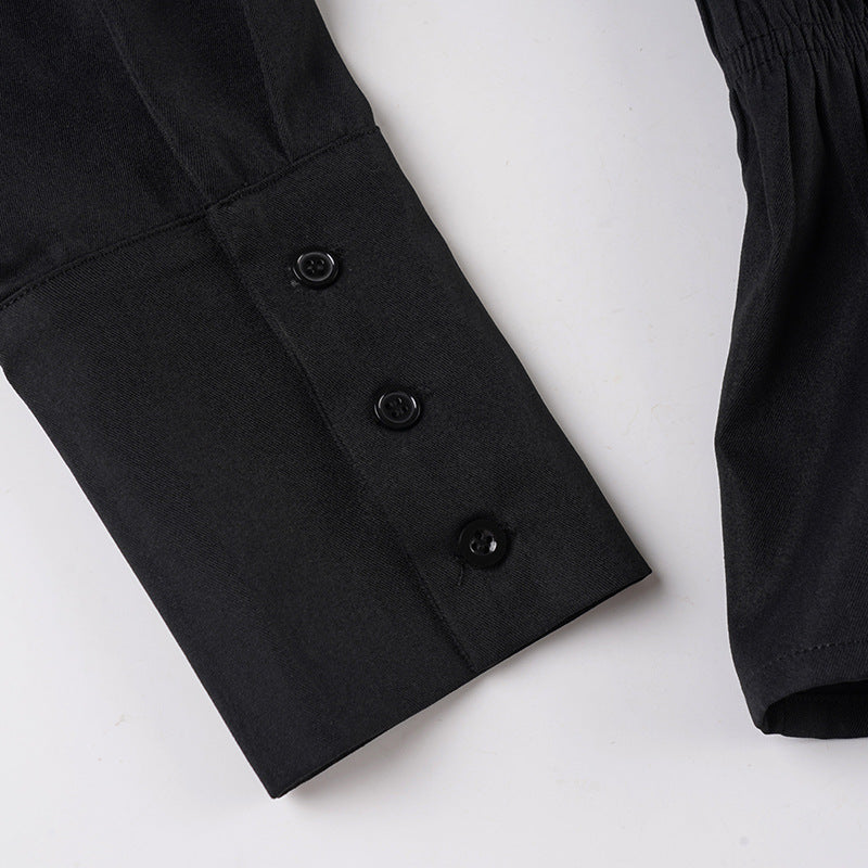 Women Pleated Casual Solid V-Neck Shirt 15